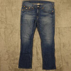 True Religion jeans straight leg men's 36 blue denim bling pockets